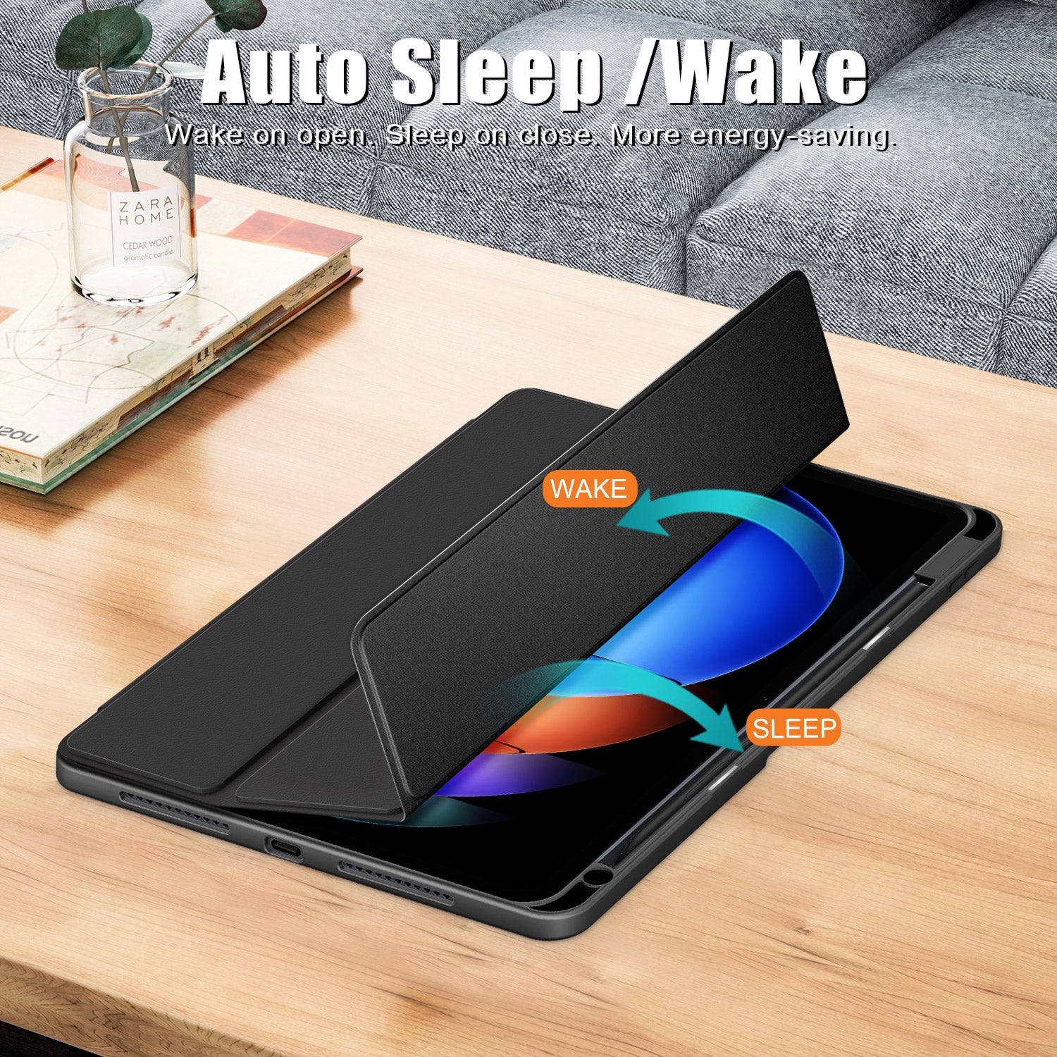 For Xiaomi Pad 6S Pro 12.4 Case Tri-fold Stand PU Leather Tablet Cover with Pen Slot For Xiaomi Pad 6S Pro 12.4 Case Tri-fold Stand PU Leather Tablet Cover with Pen Slot